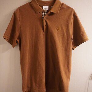 Burberry TB Monogram Camel Polo Shirt w/ Check Placket – Lightly Worn
